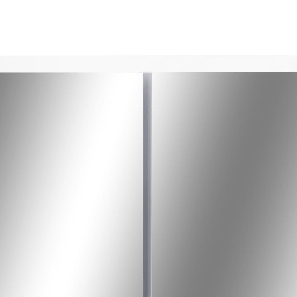vidaXL Szafka łazienkowa z lustrem i LED, biała, 80x15x60 cm, MDF