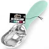 GORILLA GRIP&reg; Heavy Duty Ice Cream Scoop, BPA-Free, Dishwasher Safe, Comfortable Zinc Alloy Handle, Professional Scooper for Hard Gelato, Sorbet, Cookie Dough, Melon, Round Cones, Kitchen Tool, Mint