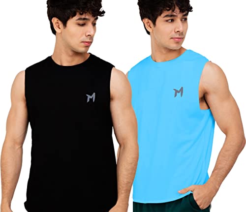 Image of Solid Sleeveless Cotton Regular Fit Mens Stylish Top Tanks Vest T-Shirt (Combo Pack of 2)