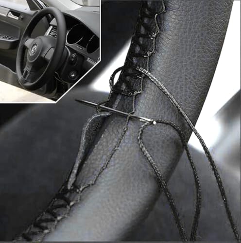 AUTOXBERT DIY Lenkradbezug Auto Hand Nähen Lenkradbezüge Lenkradabdeckung aus weichem Faserleder mit Nadel und Faden Universal Lenkradhüllen für 37-39 cm Rund D-Typ Lenkräder Anti Rutsch (schwarz) AUTOXBERT DIY Lenkradbezug Auto Hand Nähen Lenkradbezüge Lenkradabdeckung aus weichem Faserleder mit Nadel und Faden Universal Lenkradhüllen für 37-39 cm Rund D-Typ Lenkräder Anti Rutsch (schwarz)
