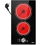 Keramische kookplaat Disaenvir, 2 platen 3000W, kookplaat 30cm, kookplaten zelfvoorzienend stekker in, 9-le...
