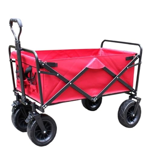 Carro Al Aire Libre Carrito De Picnic Portátil Plegable For Exteriores, Carrito Pequeño De Carga, Pesca, Remolque De Compras, Camping, Autocaravana Carro Utilitario(Red)