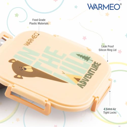 Image of WARMEO Jerry Insulated Lunch Box with Two Compartment BPA Free, Kids Lunch Box,Food Grade Ideal for School, Picnic, Office & Outdoor - 500ml Bear, Stainless Steel