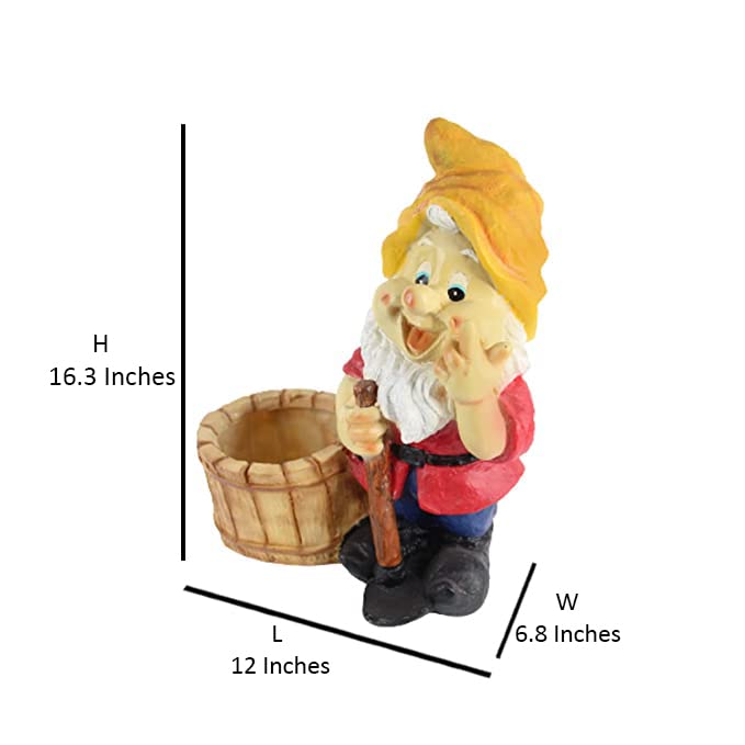 Wonderland Gnome Planter Large Smiling Garden Gnome with Flower