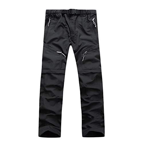GELing Homme Femme Pantalon de Randonnée Convertible Détachable Mince D'Extérieur à Séchage Rapide Pantalons Shorts Zip Off Pantalon de Chasse Escalade Cyclisme,Noir,3XL Cover