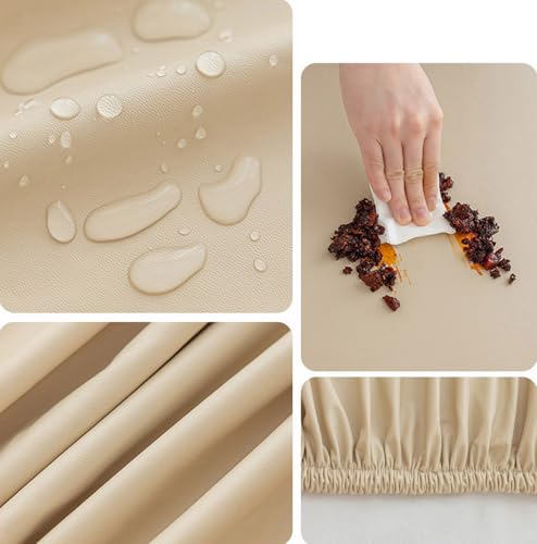 Nappe ronde élastique kaki 120 cm imperméable et antitache pour table - 4