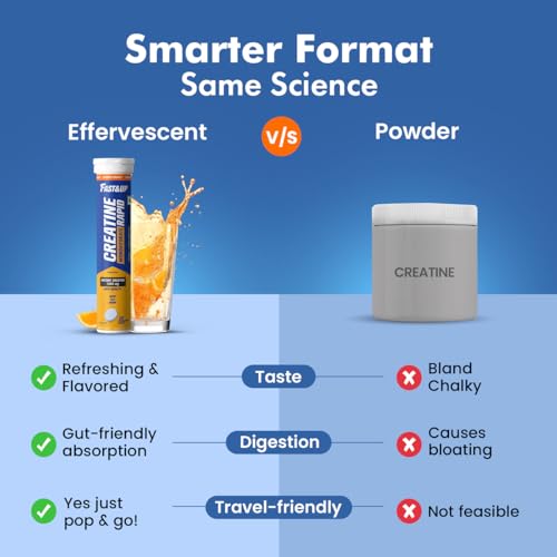 Image of Fast&Up Creatine Effervescent Tablets | Rapid Absorption | Orange Flavour | Creatine Monohydrate for Strength, Power, Recovery & Lean Muscle Gain | 20 Tablets