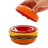 Luqeeg Dip-Sauce-Gerichte, Stapelbare Kunststoff-Dip-Schalen in Hamburger-Form, für Sojasauce, Kleine Vorspeisen, Familienessen, Freundliche Zusammenkünfte, 14 X 9,9 Cm (WHITE)