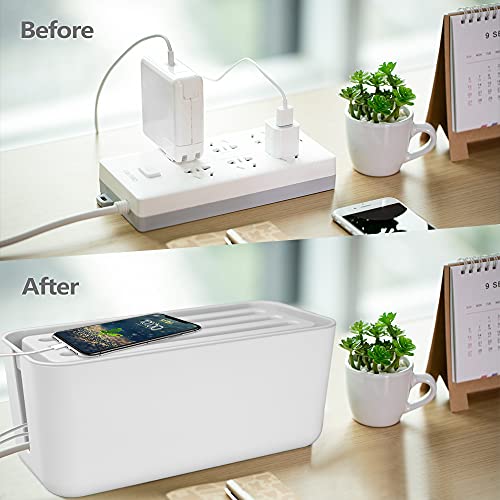 Cable Management Box, Cord Organizer Box to Hide & Cover Power Strips and Desk TV Computer USB Hub System, Cable Storage Box for Home, Office and Desk 12.2\" (L) x 5.4\" (W) x 5.1\" (H) - Thumbnail 5