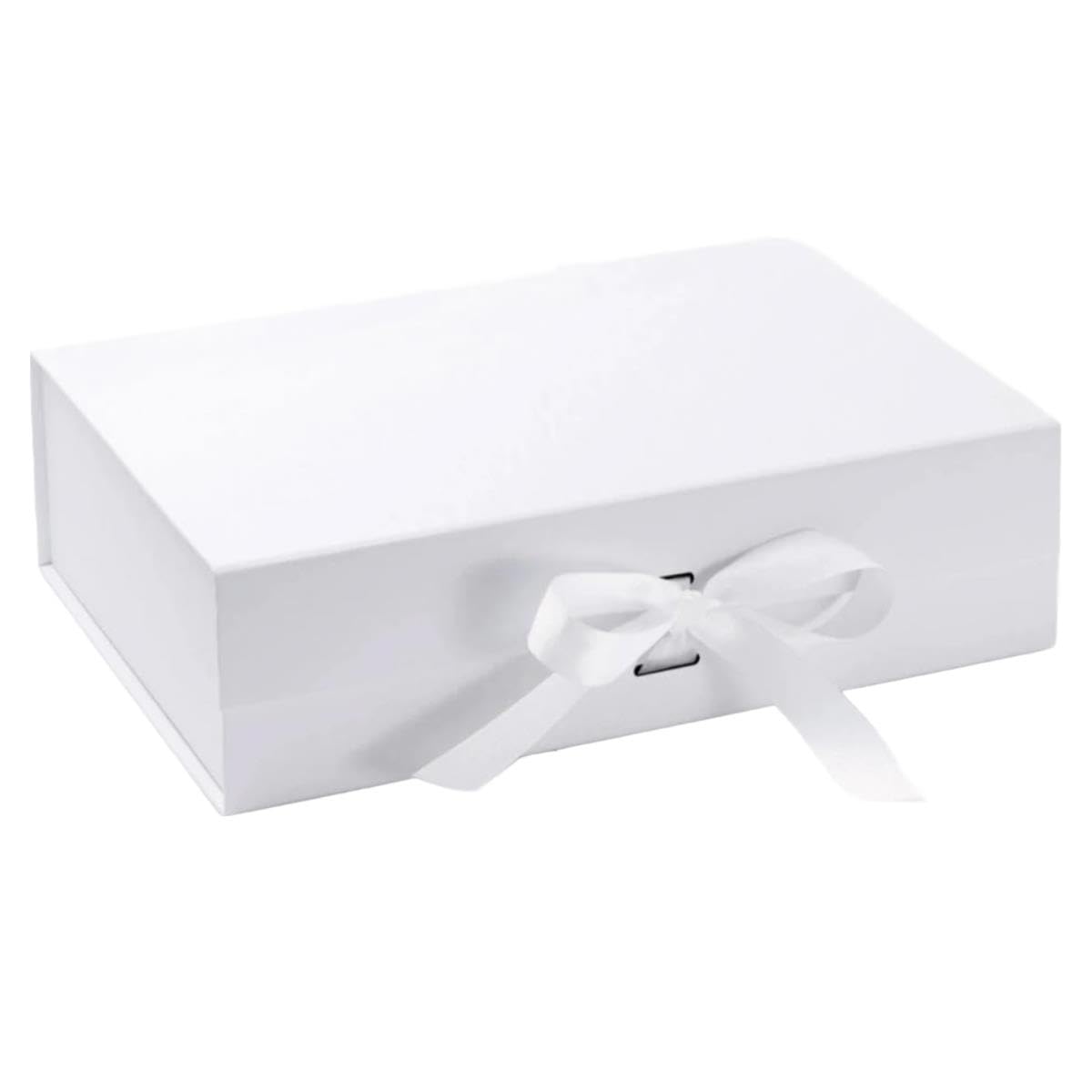 1 x Gift Box White With Faux Silk Ribbon 260x190x80mm For Birthday Party Anniversary Wedding Christening Vintage Magnetic Favour Box Gifts โ image 1