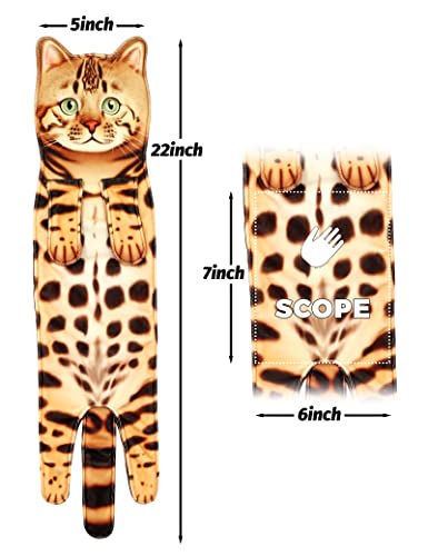 Infaccial Cat Hand Towels For Bathroom Kitchen-Cute Cat Hanging Towel Decorative Animal Washcloths Face Towels Cat Decor-Funny Housewarming Cat Gifts For Cat Lovers (Leopard Cat) #TOP5