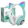 Bluetooth kopfhörer Kinder,Mädchen Katzenohr Kopfhörer Over-Ear mit LED-licht Faltbare Stereo Kopfhörer Bluetooth…
