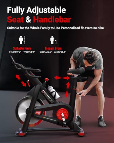 Image of HARISON Magnetic Exercise Bike, Heavy Duty Stationary Bike for Home Gym | Low Noise Bike for Home with 400 lb Weight Capacity, Fitness App with Courses, Adjustable Seat, Indoor Cycling Bike