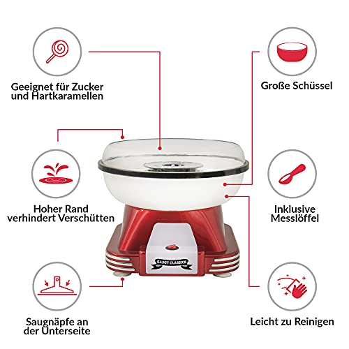 Gadgy Zuckerwattemaschine - Retro Cotton Candy Machine - Zuckerwatte Maschine mit Stäbchen und Messlöffel - Höhe 22 cm… – Bild 3