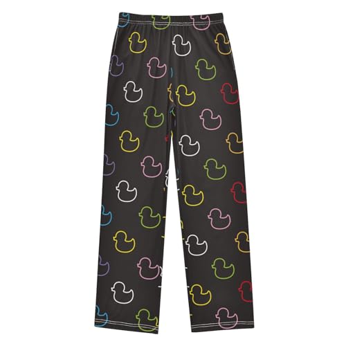 Duck Rubber Pattern Black Boys Pants for Kids Jogger Pants with Pockets S-XL