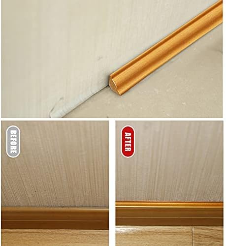 GELINTONG PVC Quadrant Trim - Caulk Strip,4.9Meters Moulding Trim Self Adhesive- Laminate Floor Beading & Skirting Floor Edging Strip-Plastic Skirting Board-Home Wall Inside Corner Decoration,White