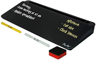 PenPal Dry Wipe Desk Whiteboard Glass Pad with Storage Compartment | Desk Organiser, Phone, Tablet and Pen Holder, 2 Pens lncluded | Desk Accessory for Home or Office (Midnight Black)