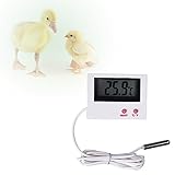 Longitud del cable: 97 cm. SmileyEU Mini termómetro Digital para incubadora de Huevos de Aves de Corral, Pollitos y Patos