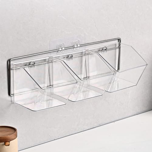 HFEHSKJ Garlic Container Wall Mounted 3 Compartments Detachable Onion Ginger Organizer Multifunctional Kitchen Storage Box for Garlic Ginger Onion(Black)