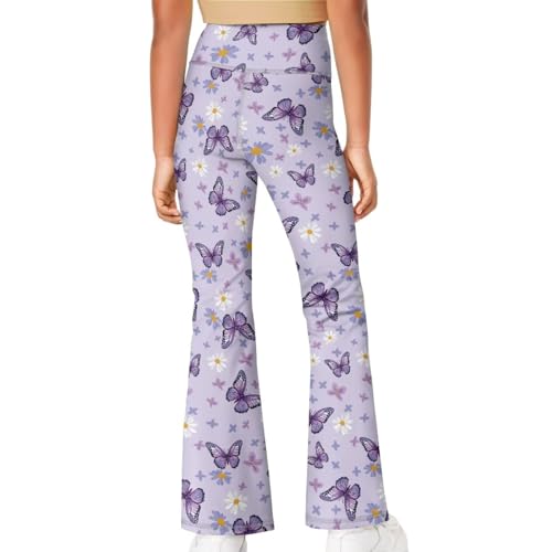Image of Girls Leggings Floral Print High-Waisted Flared Pants 5-14 Years