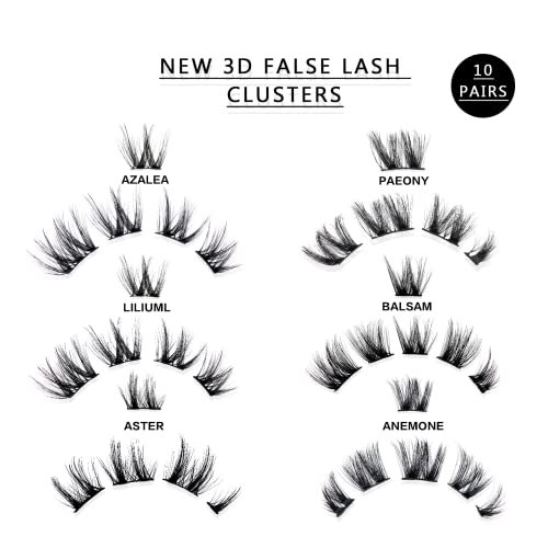 LANKIZ Lash Clusters Individual Lashes 10-16mm Fluffy Curly Cluster Lashes 6D Wispy False Eyelashes Natural Look like Extensions Faux Mink Fake Cat Eye Lashes Strip 10 works Pack (Anemone Style) - Image 3