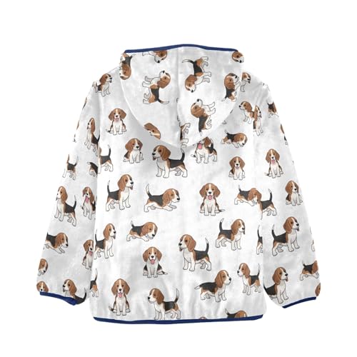 CHIFIGNO Cute Beagle Dogs White Toddler Zip up Hoodie Light Comfy Fleece Outerwear Jackets 3T2