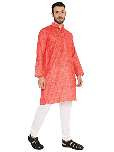Image of Maharaja Traditional Printed Linen Kurta Pyjama Set for Men