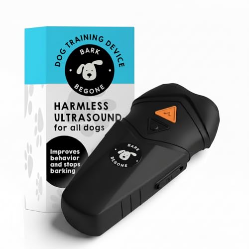 Bark Begone Ultrasonic Dog Bark Deterrent & Behavior Corrector - Stop Barking Jumping Aggression Without Yelling - Just Point & Press! Backed by Kevin Harrington from Shark Tank (Black Rechargeable)