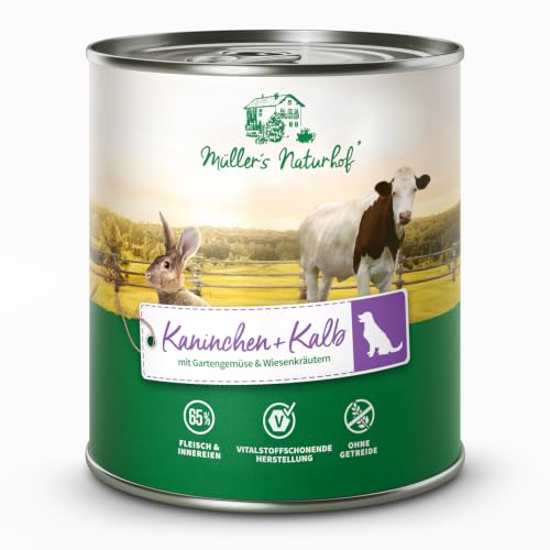 Müller's Naturhof* - Kaninchen - Nassfutter für Hunde - 6 x 800 g