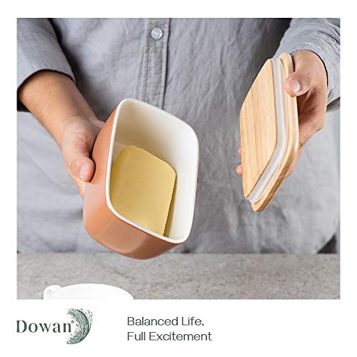 Dowan 6.5" Large Butter Dish - Brown & White #TOP1