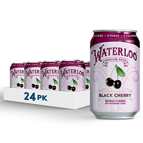 Image of Waterloo Sparkling Water, Black Cherry Naturally Flavored, 12 Fl Oz (Pack of 24) | Zero Calories | Zero Sugar or Artificial Sweeteners | Zero Sodium