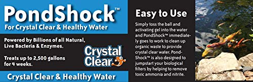 Crystalclear Pondshock Ball, Natural Enzymes & Live Bacteria, Freshwater Clarifier Shock Treatment, Muck & Sludge Remover For Small Pond & Outdoor Water Garden Ponds, Koi Fish & Aquatic Plants Safe #TOP4