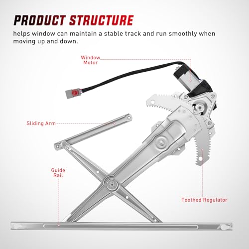 Image of Nilight 741-950 Front Left Window Regulator with Motor, Compatible with 1997 1998 1999 2000 2001 Honda CR-V, Power Window Lift Motor Assembly, Driver Side, OE Replacement