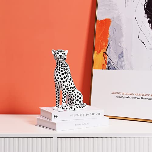 Quoowiit Statues For Home Decor, Modern Sculptures And Statues Decorations For Living Room, Bedroom, Table, Bookshelf, White Resin Leopard Art Decorative Sculpture With Black Polka Dots Design #TOP1