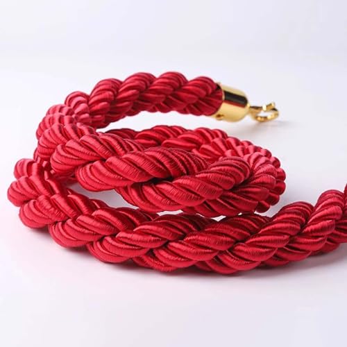 Red Velvet Rope for Stanchions, Set of 2, Crowd Control Velvet Braided Rope Barrier, Red Carpet Decoration Hanging Ropes with Metal Clasps(Braided Rope,3m/9.8ft)