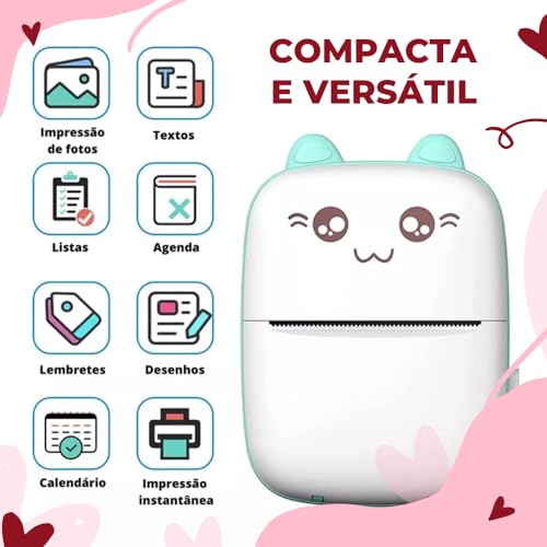 Mini Impressora Térmica Portátil Sem Fio BT 200 DPI COM ROLO - Imprima a Qualquer Momento e em Qualq