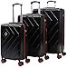 Produktbild 3er Trolley-Set, Hartschalen-Koffer Trolley mit TSA-Schloss | 4 Doppel-Rollen Gepäck | Kofferset 3-teilig S, M und L | Dunkelschwarz 55cm, 68cm, 78cm