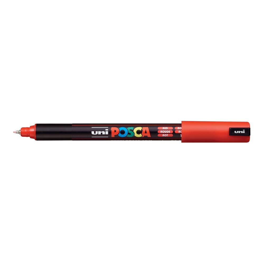 Posca Red Uni Marker Pc-1Mr Paint Glass Pen Extra Fine Bullet Tip 0.7Mm