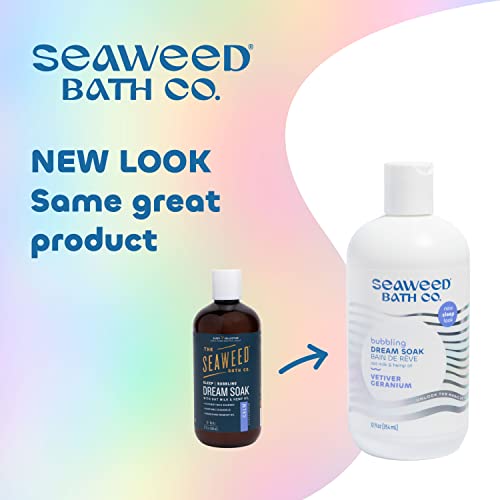 Seaweed Bath Co. Bubbling Dream Soak, Vetiver Geranium Scent, 12 Ounce, Sustainably Harvested Seaweed, Oat Milk, Hemp Oil #TOP1