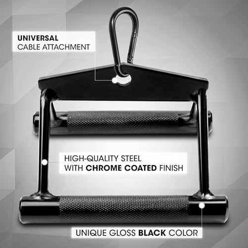 Image of Yes4All Knurling Black Double D Handle with 800 LB Capacity, Cable Machine Accessories for Home Gym