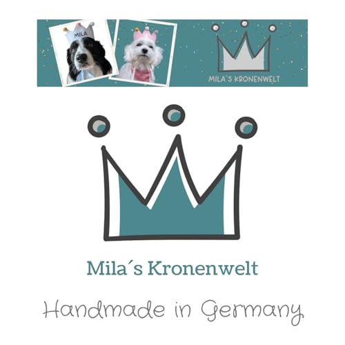 Personalisierte handgemachte Hundekrone - Individuelle Krone für besondere Anlässe, Klein, weiß mit bunten Punkten