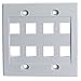 Keystone Wall Plate 8 Port, White (Cat5e, Cat6, Coax (Video), Aux (Cat6 for Data, IP Phone, POTS or Other), Dual Gang, CableWholesale