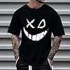 Mens T Shirt Short Sleeve Printed T Shirts for Men UK Oversized Y2K Streetwear Funny Smiling Face T-Shirts Fashion Crew Neck Tshirts Stretchy Tee Tops Everyday Wear Clothes Black 1 3XL #1