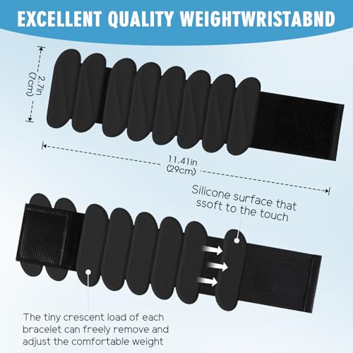 Image of Wrist Weights, 2Pack Wearable Wrist Ankle Weights for Women and Men, Adjustable Silicone Arm and Leg Wrist Bracelets for Walking, Yoga, Pilates and Gym, 2lb