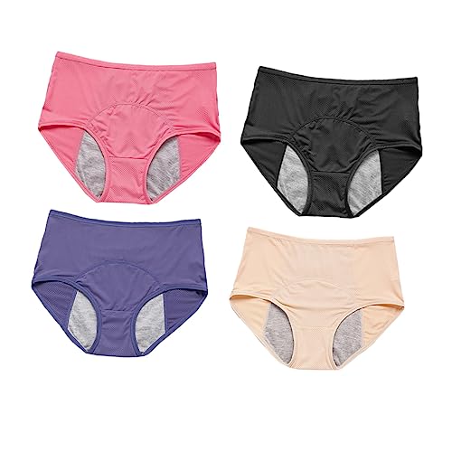 FOMIYES 4 Pezzi Mutande Ciclo Mestruale Slip Mestruali Traspiranti e Perdite Mutande Culotte e Leggere Protezione per Periodo Grigio e XL