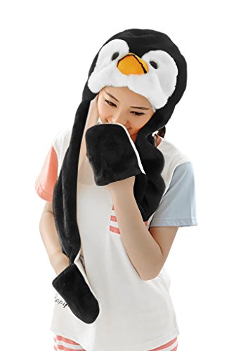 Bao Xin Stuffed Animal Hat with Scarf and Mitten,3-in-1 Super Soft and Warm Plush Cosplay Kit Style #4 Frog