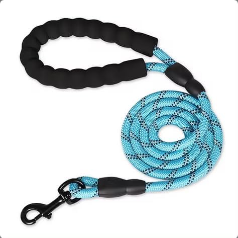 Dog Leash with Comfortable Padded Handle, Highly Reflective Threads Dog Leash for Small, Medium, and Larg Dogs (Blue, 6.5ft)