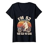 Womens I’m 52 Too Old to Care Motorcycle Birthday 52 Years Biker V-Neck T-Shirt