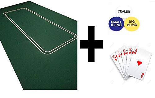 Tapis de poker feutre 182 cm avec jeton dealer blind et jeu de cartes