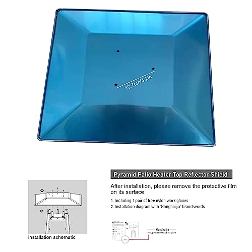 Kwadratowy propan, grzejnik tarasowy, górna osłona reflektora, 4-stronny zamiennik do grzejników szklanych, 10,7 cm / 4,2 cala, trwałe i wydajne rozprowadzanie ciepła, akcesoria do ogrzewania